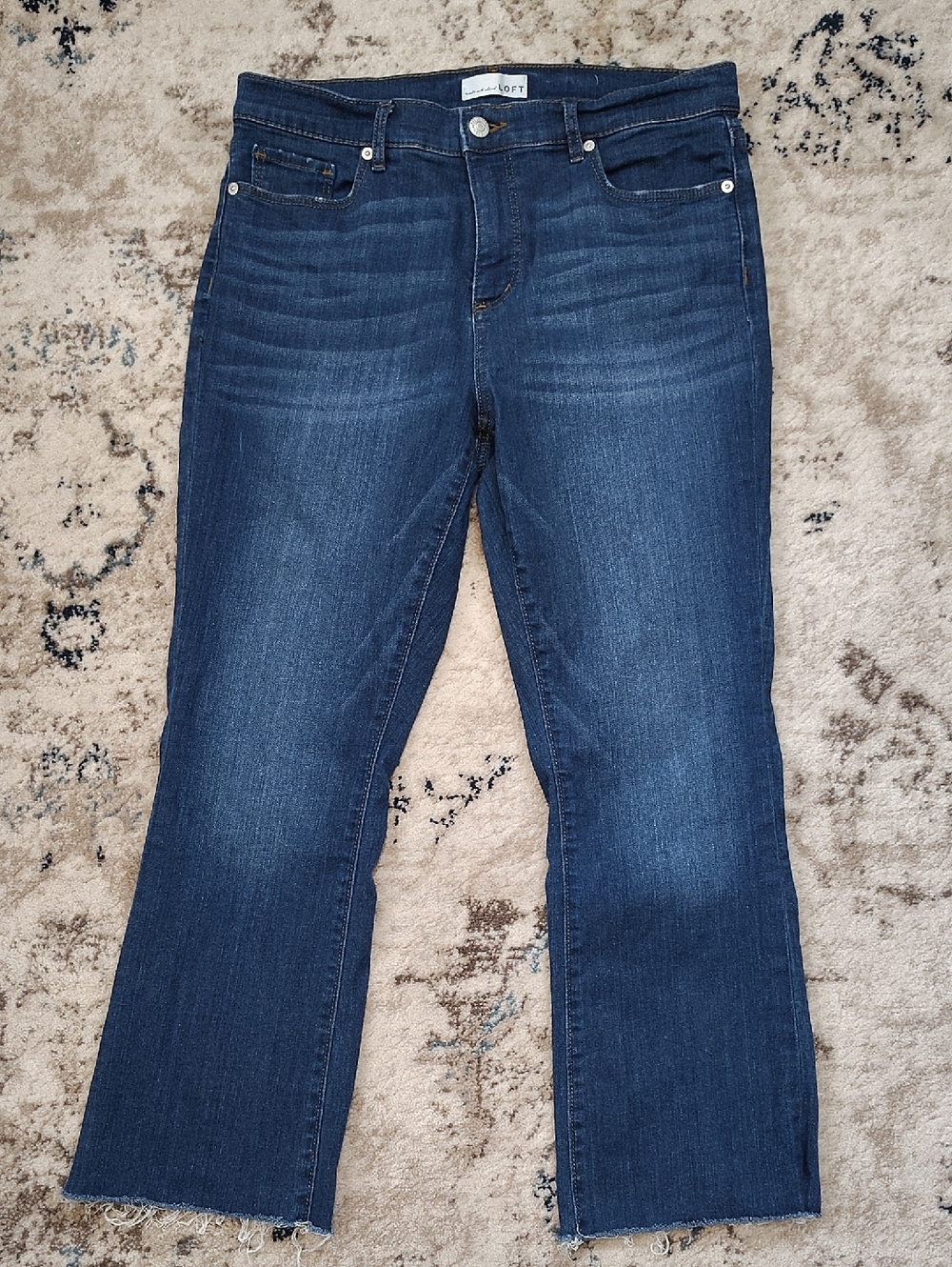 LOFT Women's Dark Blue Boot Cropped Jeans
